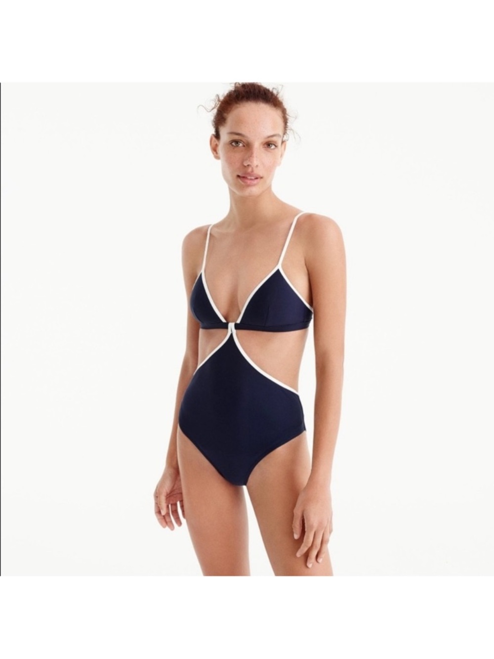 NWT J Crew Tipped Cutout One Piece Swimsuit Size 8